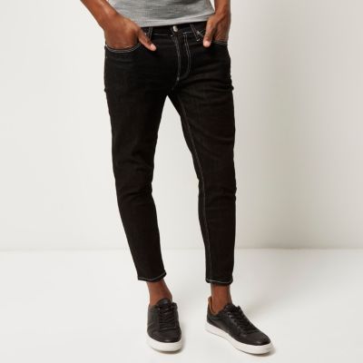 Black wash Eddy skinny stretch cropped jeans